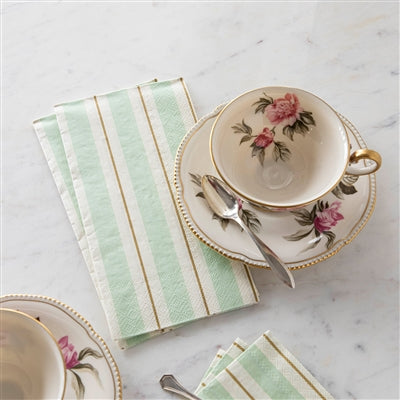 Seafoam & Gold Awning Stripe Guest Napkin