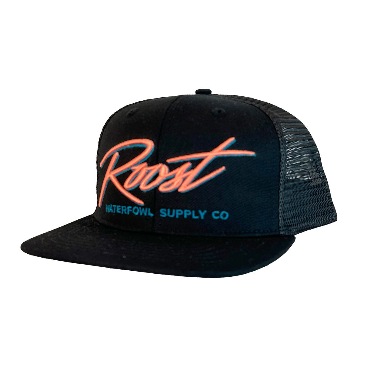 ROOST Black W/ Pink Script Logo Hat