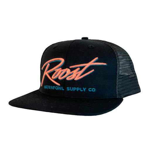 ROOST Black W/ Pink Script Logo Hat