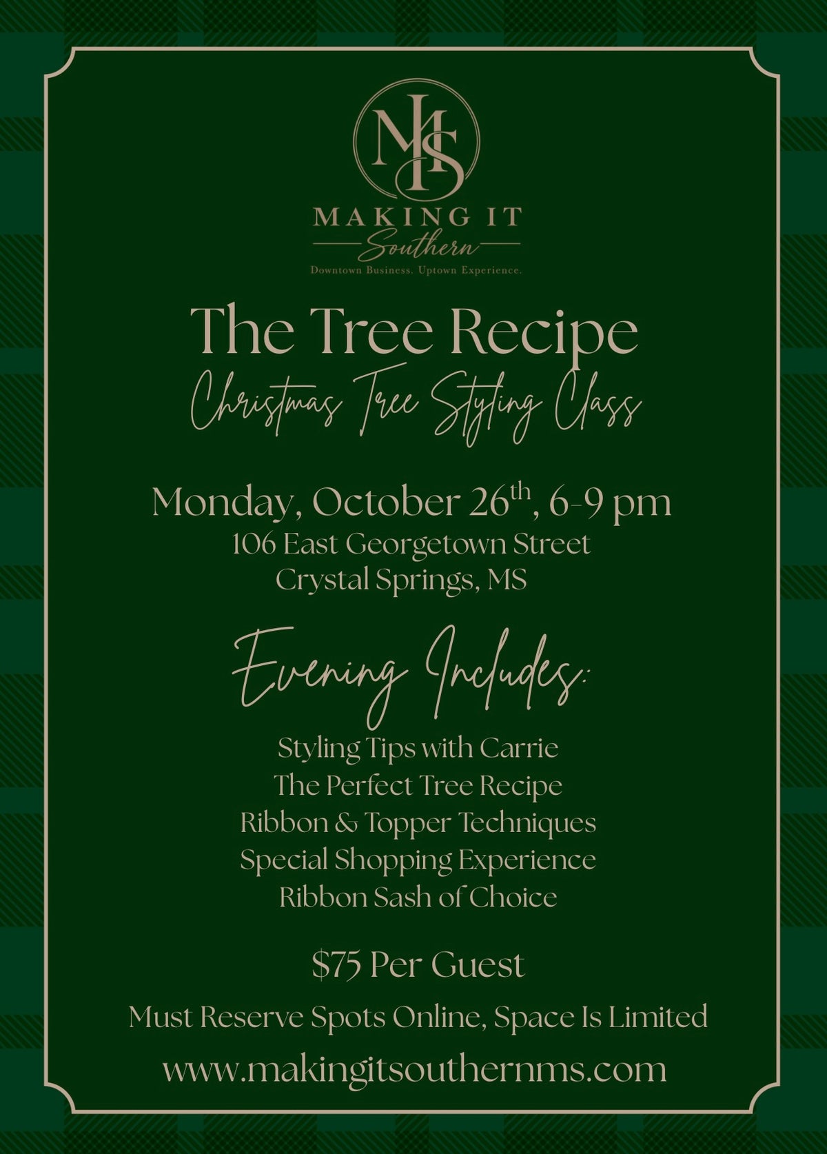 The Tree Recipe * Christmas Tree Styling Class