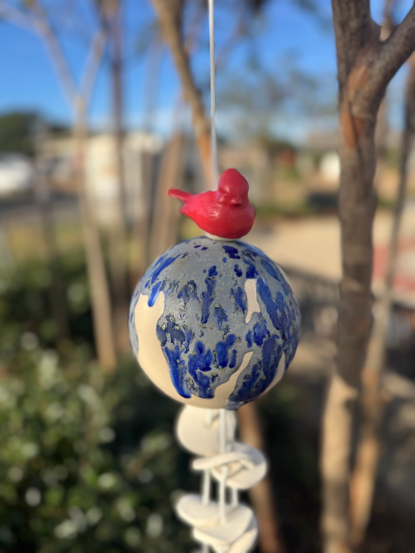 Pottery Wind Chime- 5.5” Sphere/bird