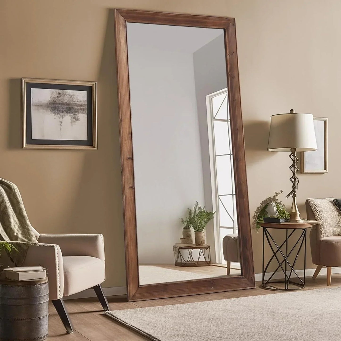 Rustic Farmhouse Full Length Mirror- Wooden