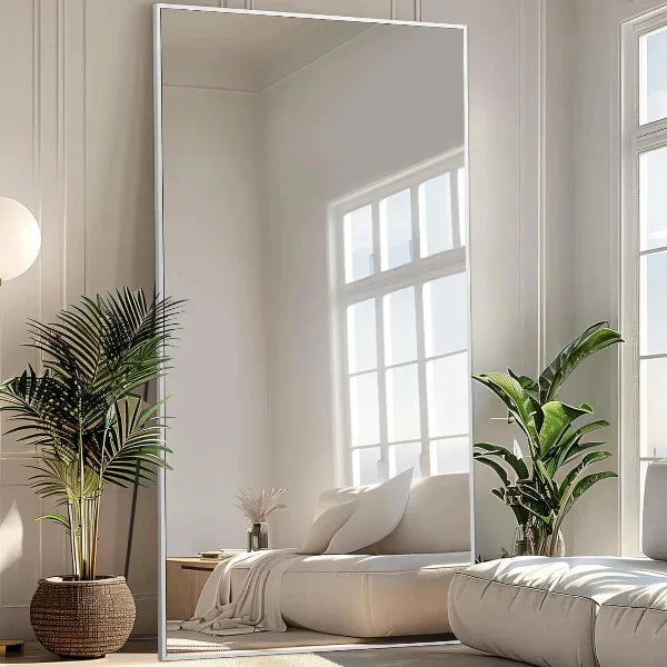 Oversized Floor Mirror- Silver with Tempered Glass