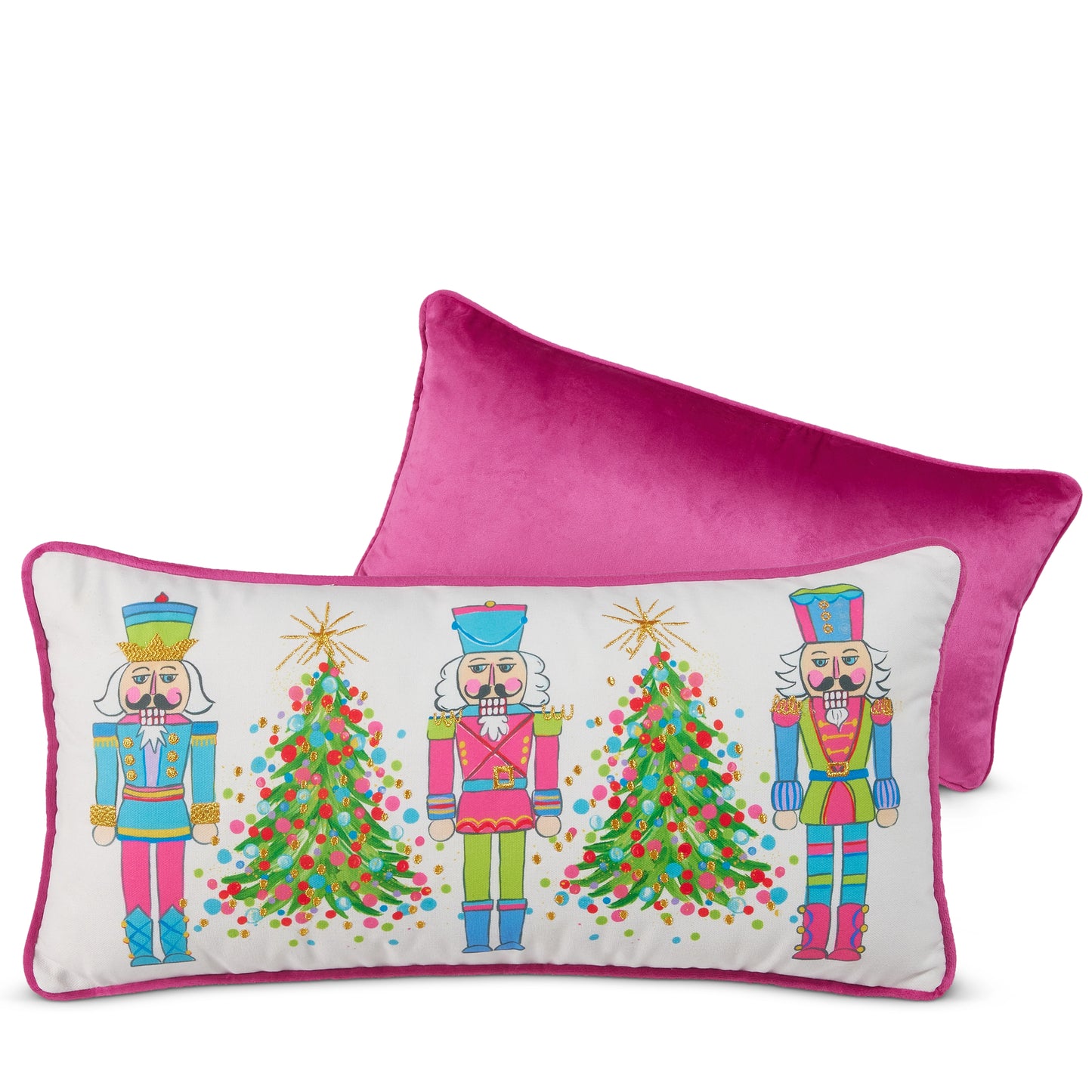 22" Candy Trees/Nutcrackers Lumbar Pillow