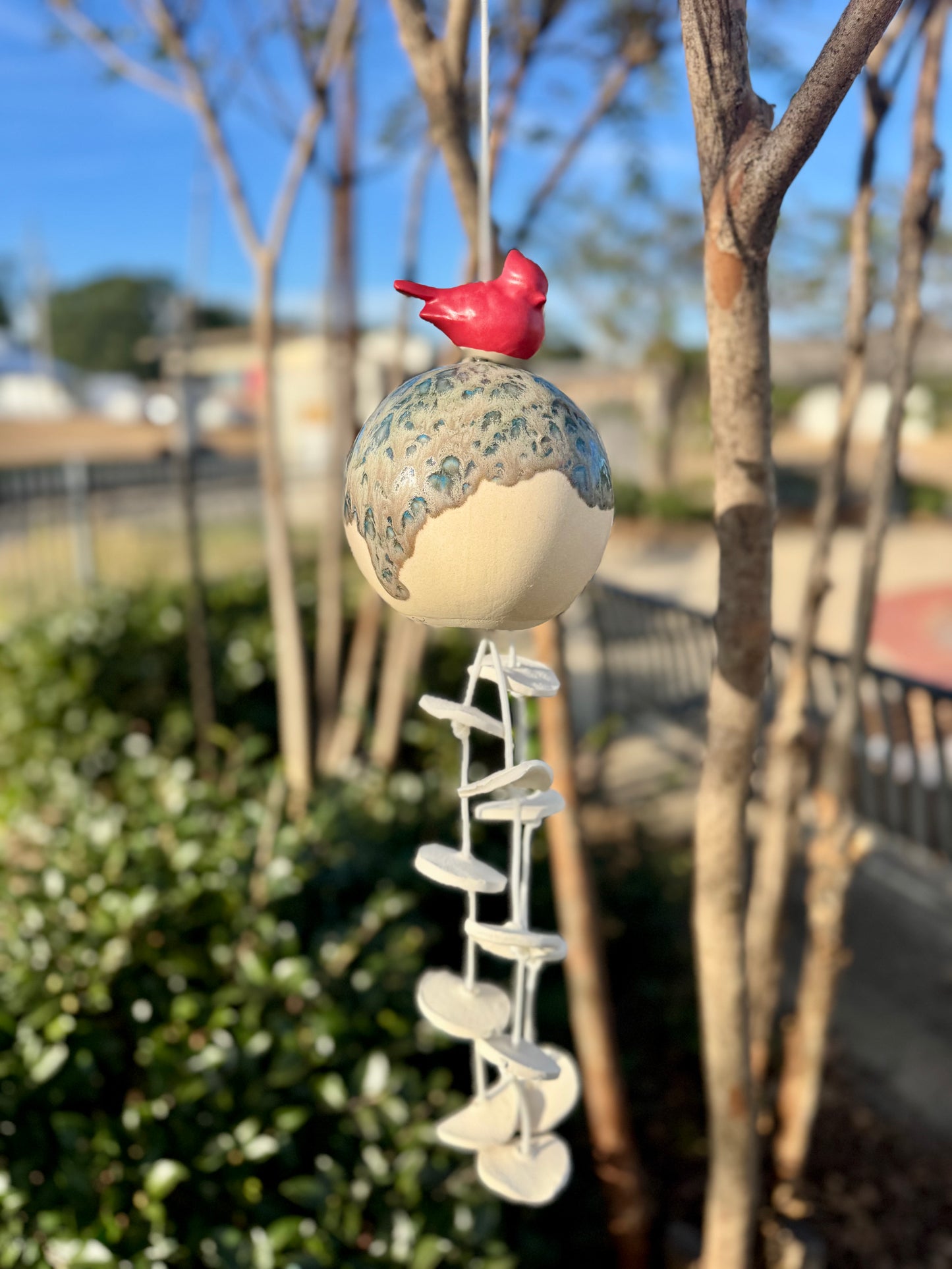 Pottery Wind Chime- 5.5” Sphere/bird