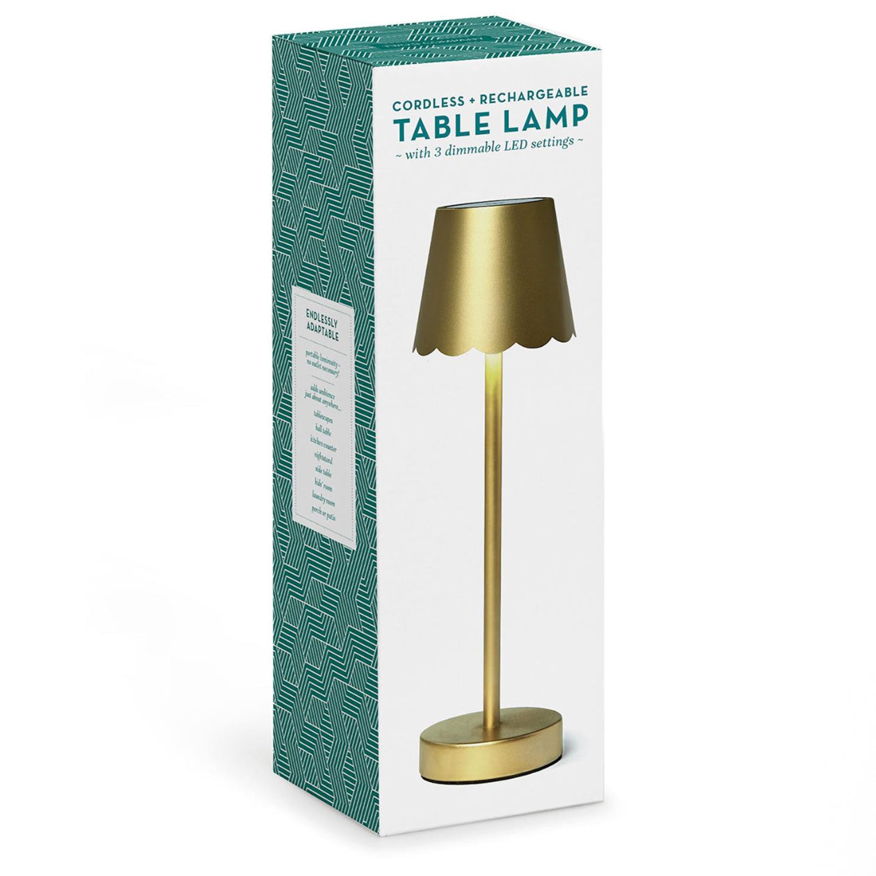 LED Portable Cordless Table Lamp with Scalloped Edge Shade
