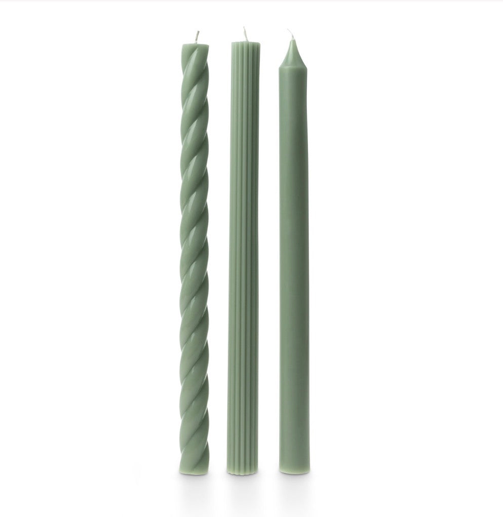 Assorted Taper Candles 3-Pack- Hinoki Sage