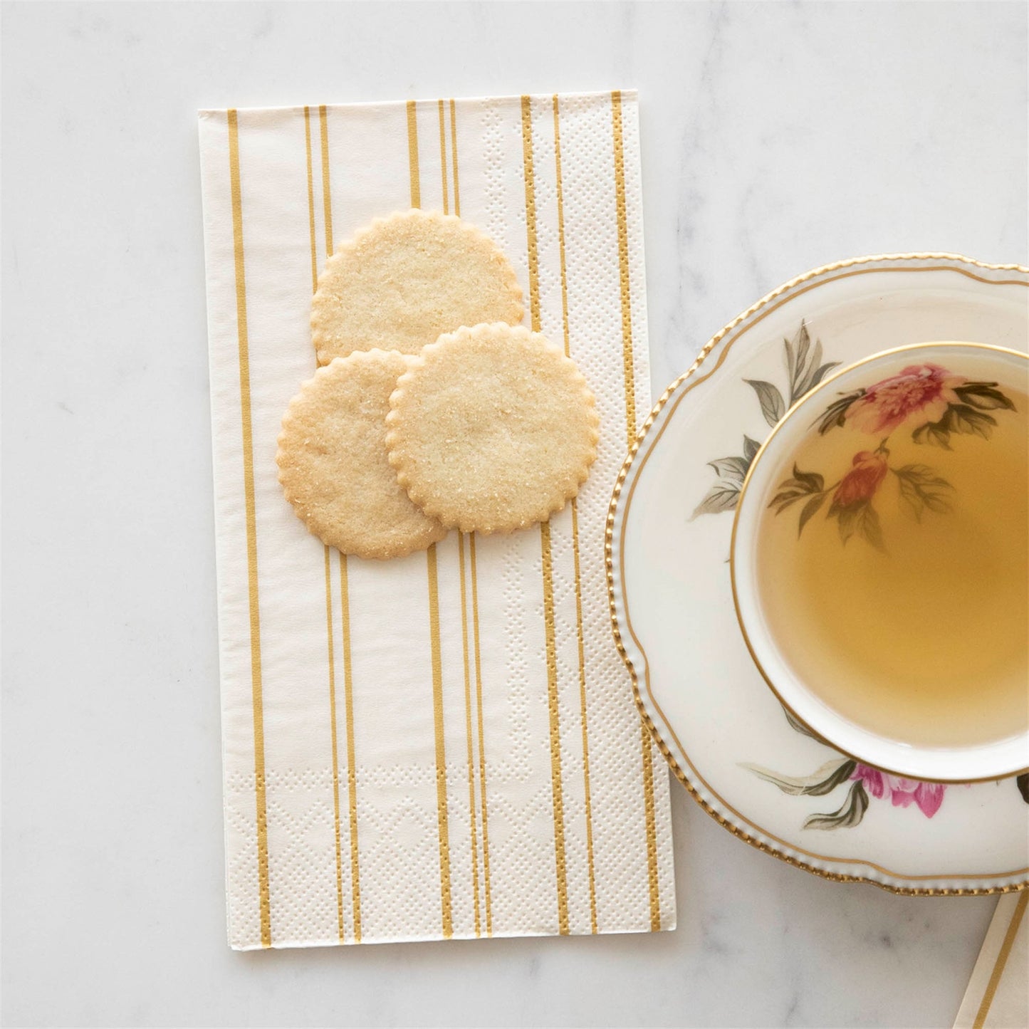 Antique Gold Stripe Guest Napkin - Pack of 16