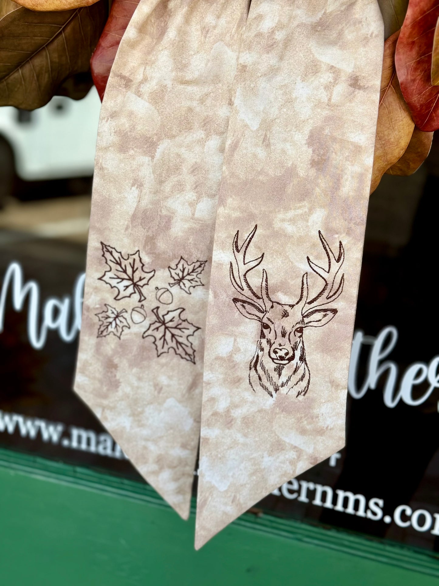 Deer & Leaves Wreath Sash