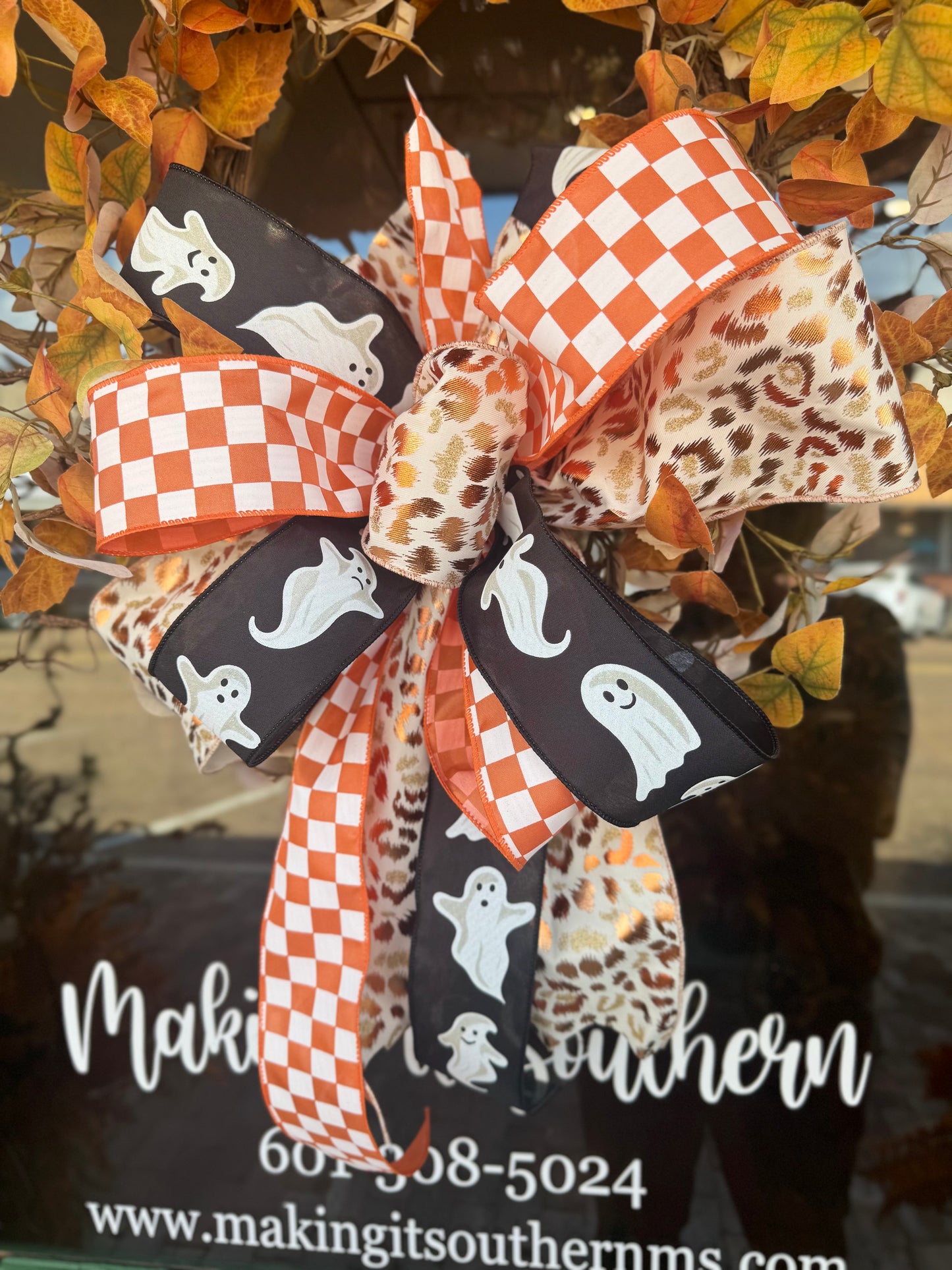 Orange Check Ghost Bow