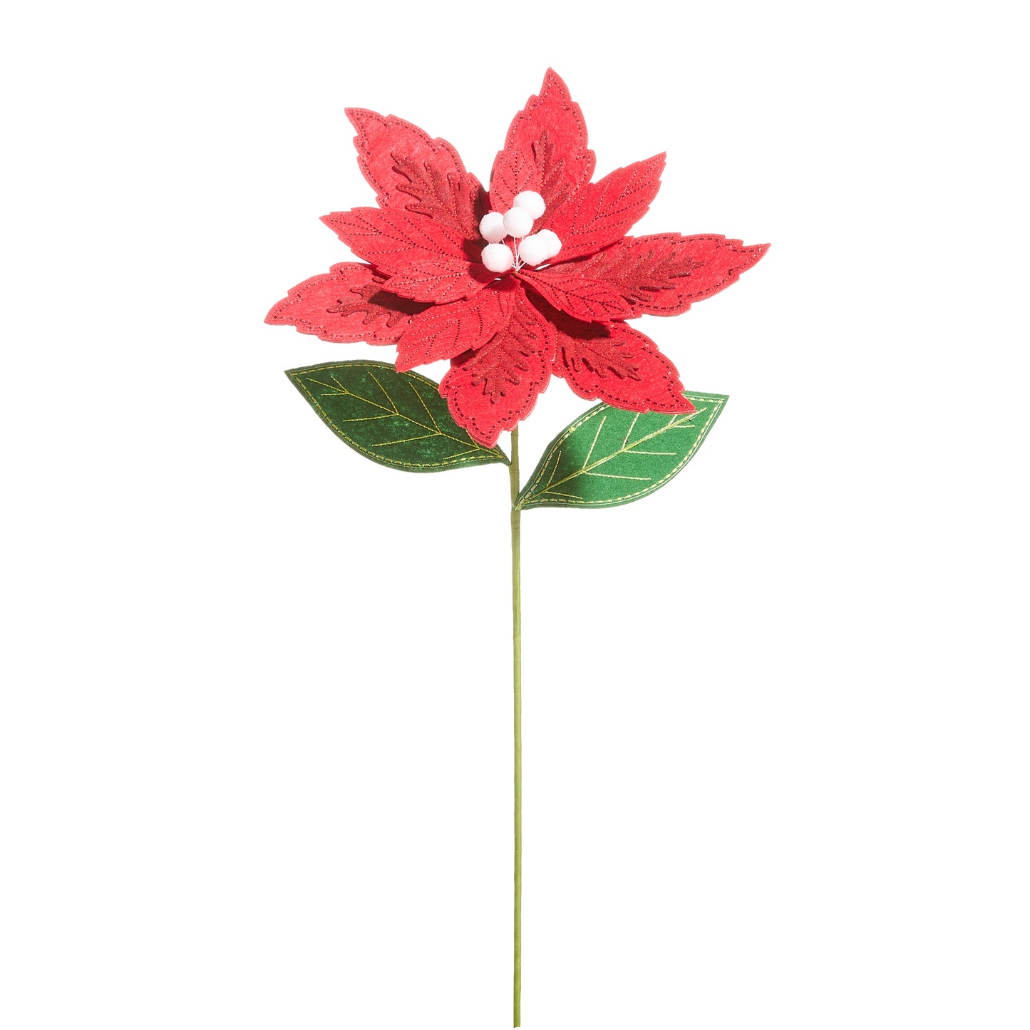 25" Red Poinsettia Felt Stem