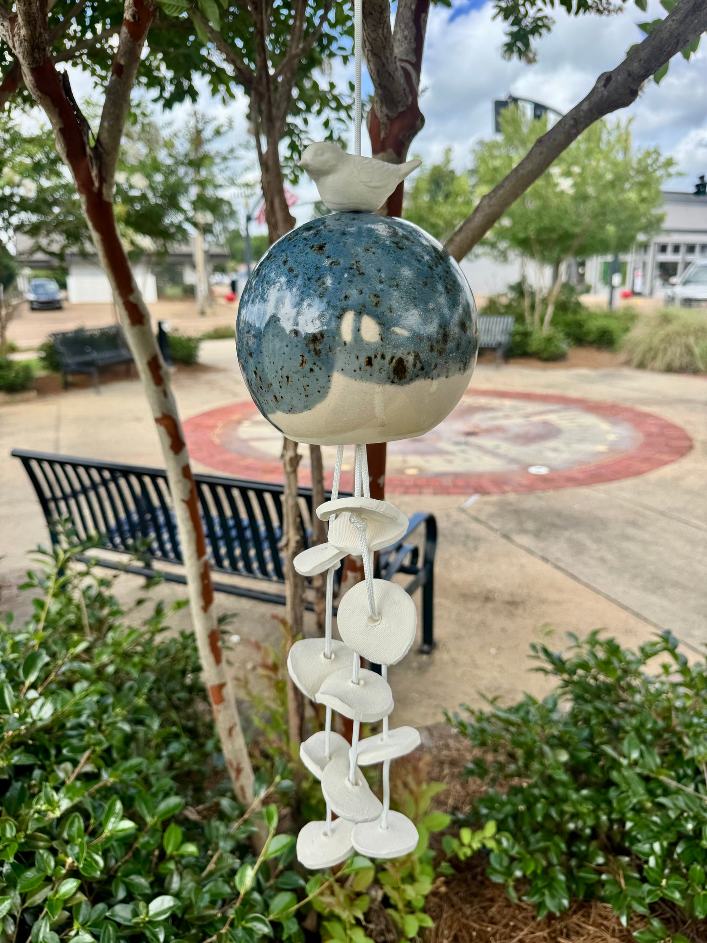 Pottery Wind Chime- 6.5” Sphere/bird (LOCAL PICKUP ONLY)