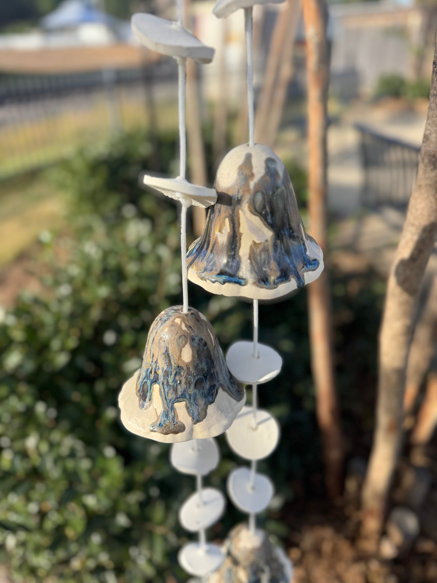 Pottery Wind Chime- 2 Strand Double Mushroom