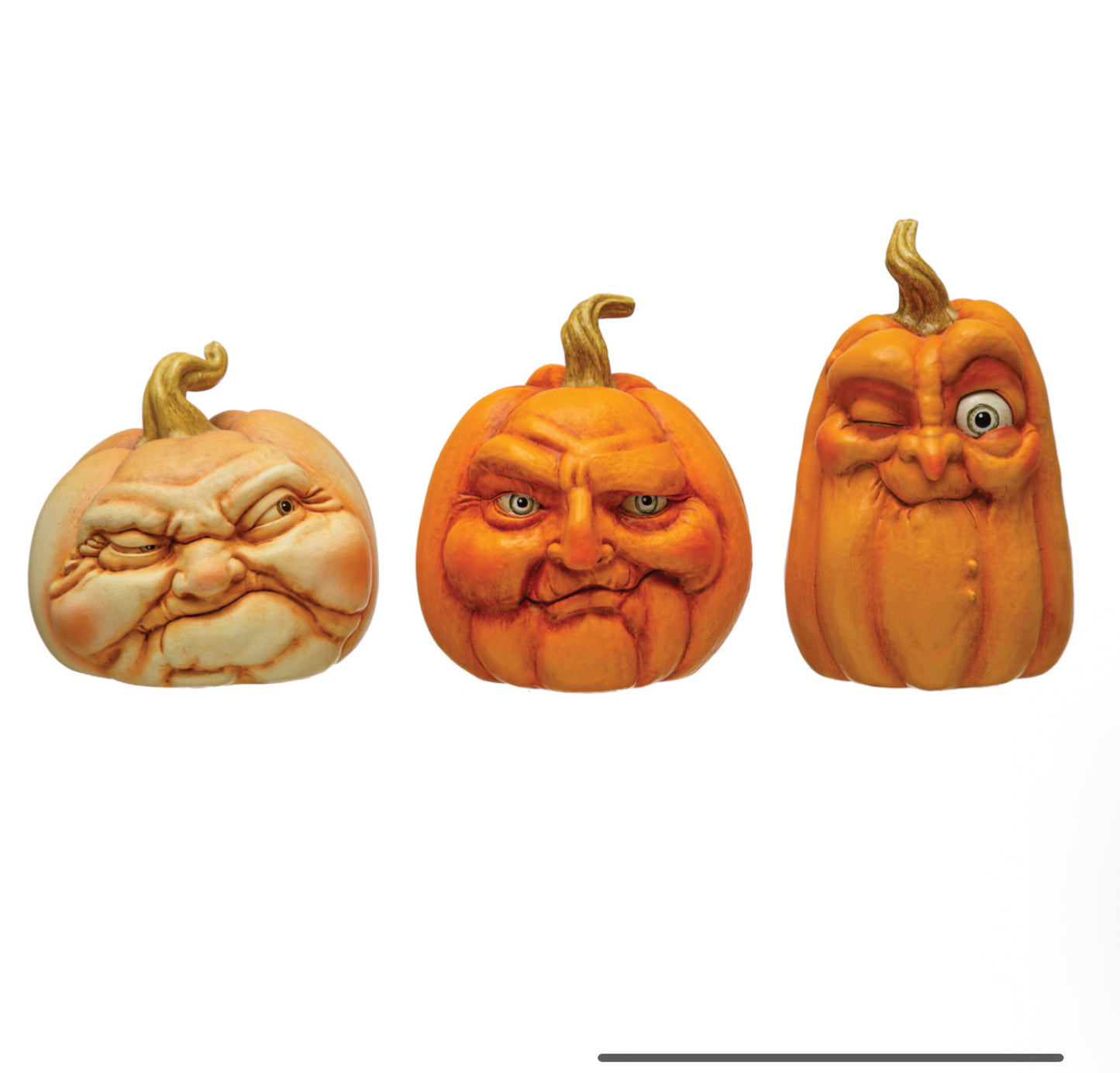 Resin Pumpkin w/ Face, 3 Styles