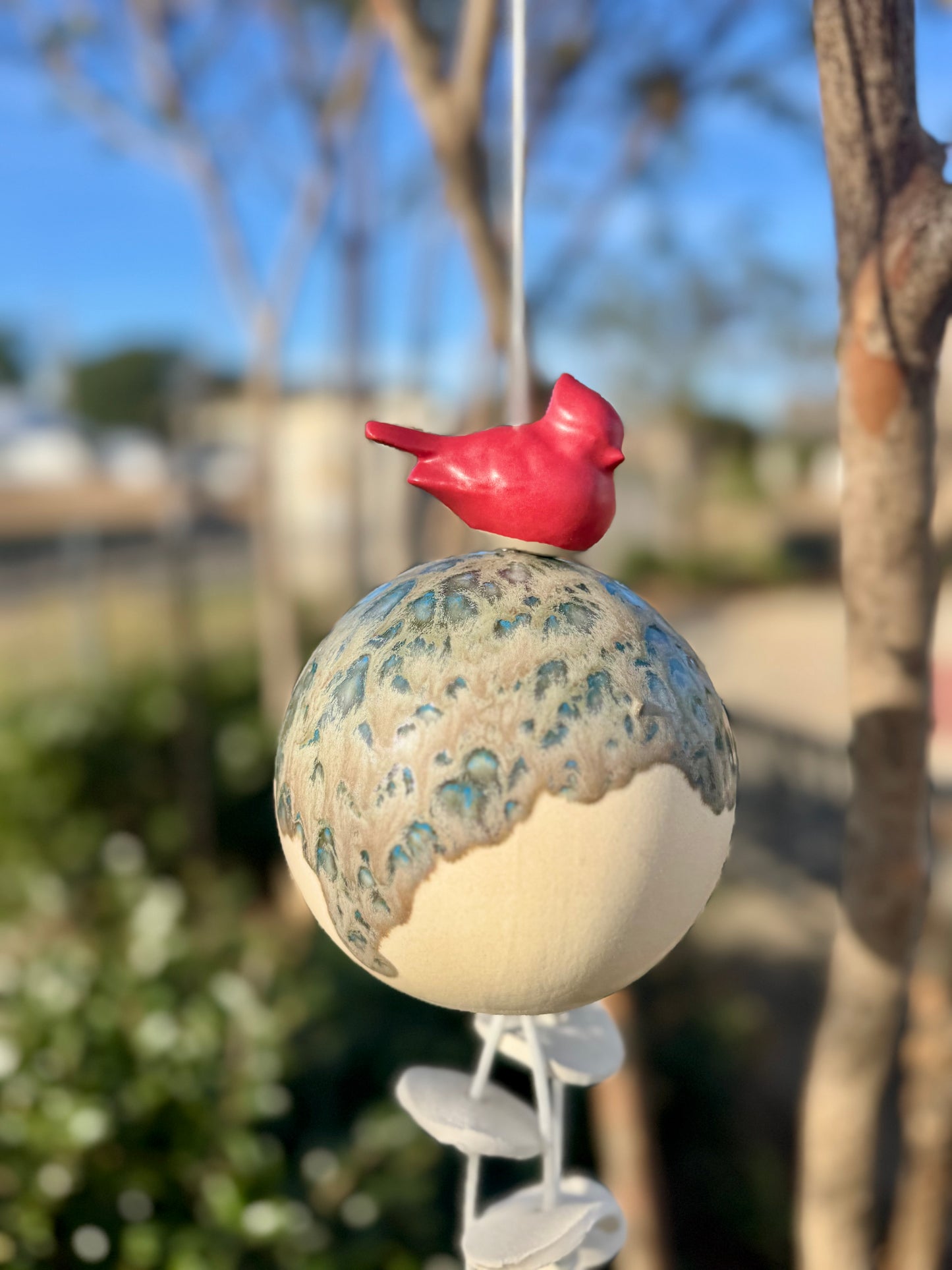Pottery Wind Chime- 5.5” Sphere/bird