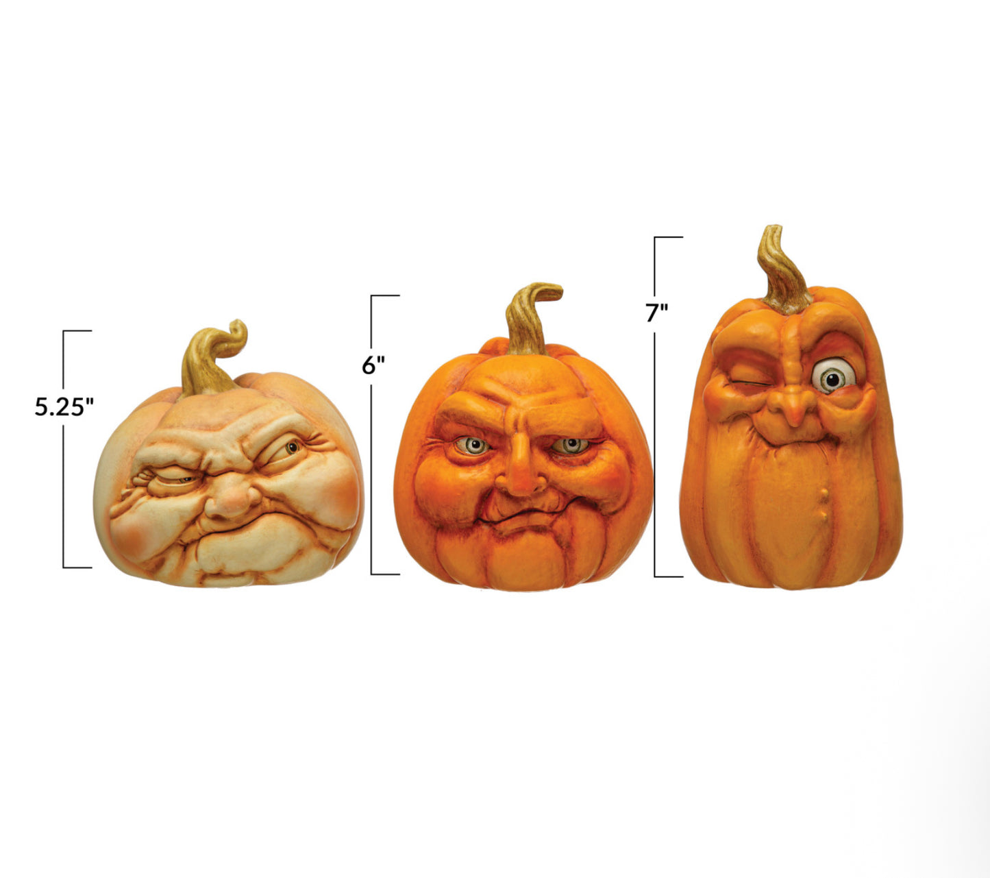 Resin Pumpkin w/ Face, 3 Styles