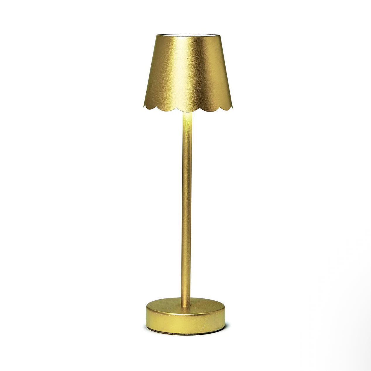 LED Portable Cordless Table Lamp with Scalloped Edge Shade
