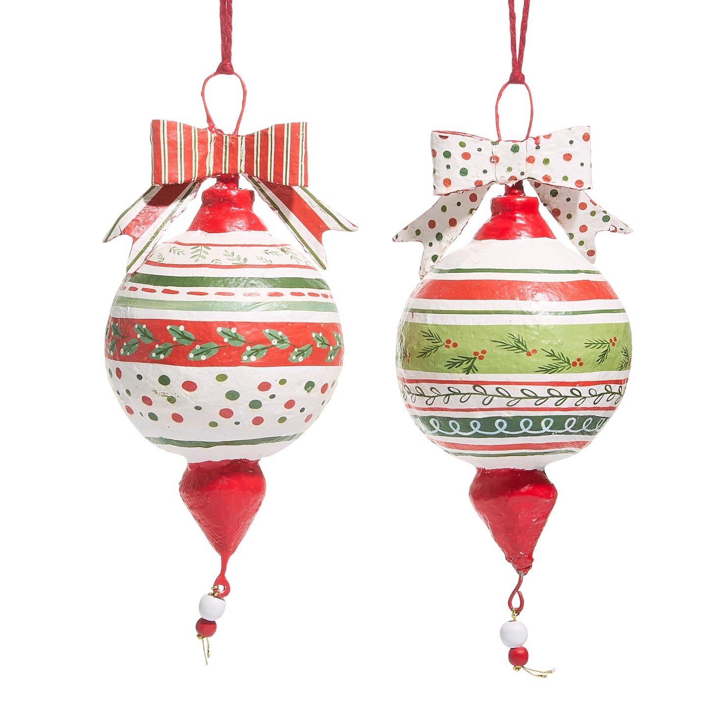 12" Pattern Christmas Paper Mache Ornament