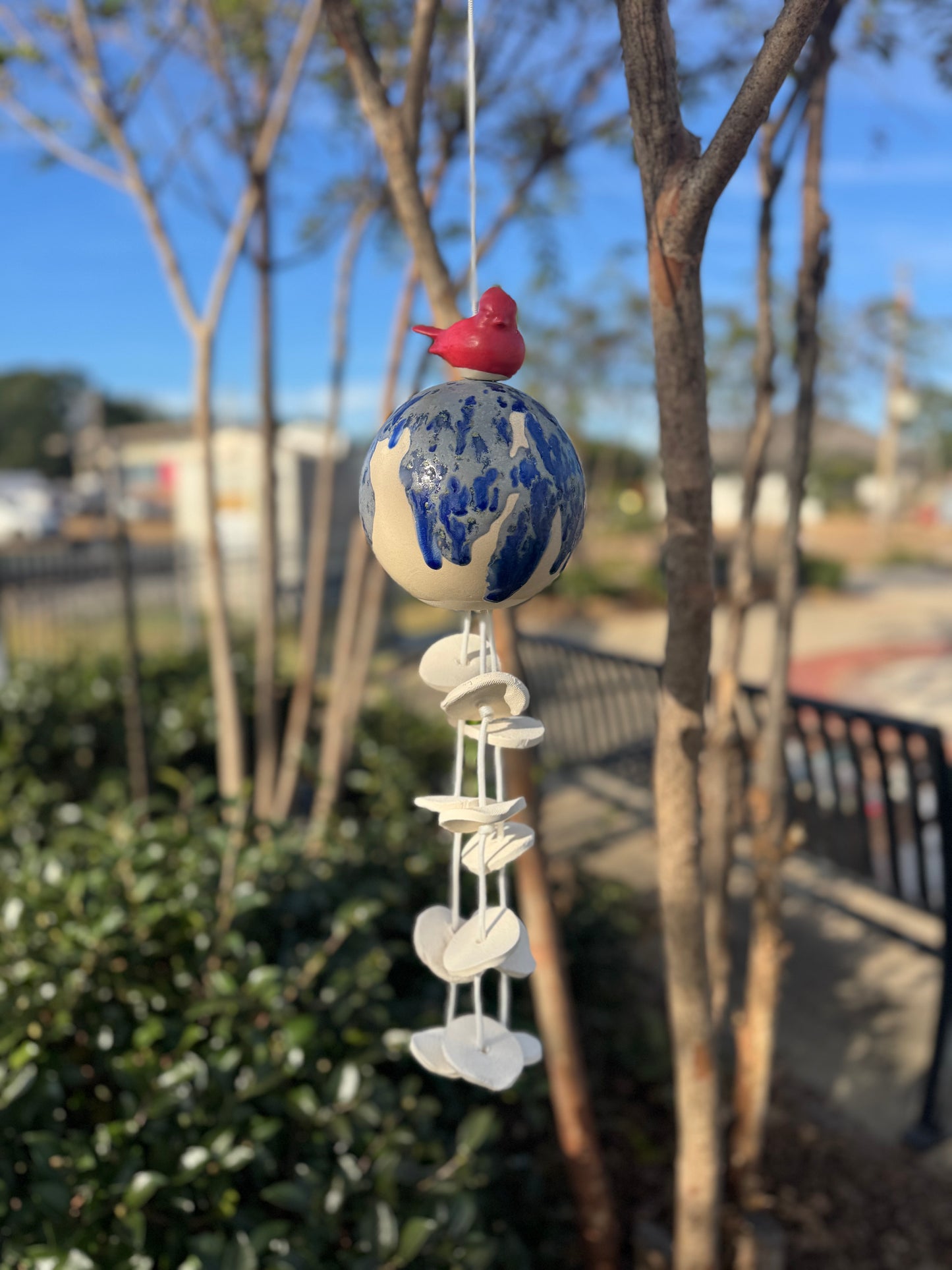 Pottery Wind Chime- 5.5” Sphere/bird