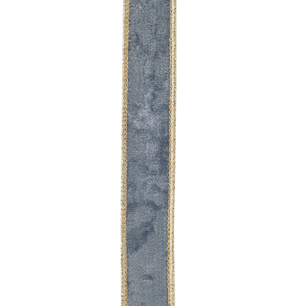 French Blue Velvet Wired Edge Ribbon