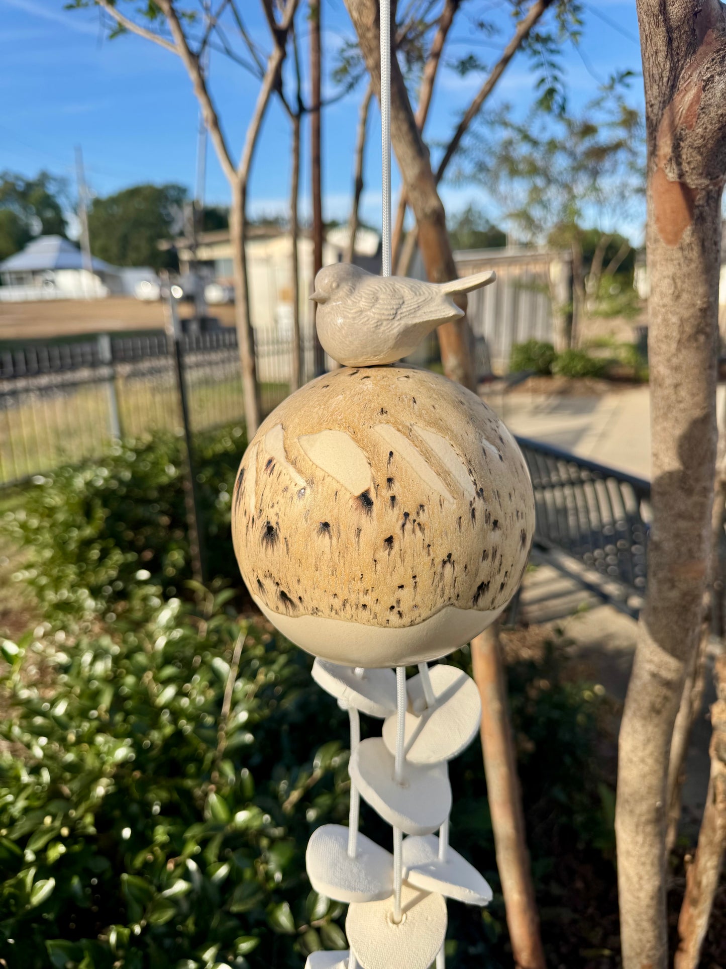 Pottery Wind Chime- 5.5” Sphere/bird