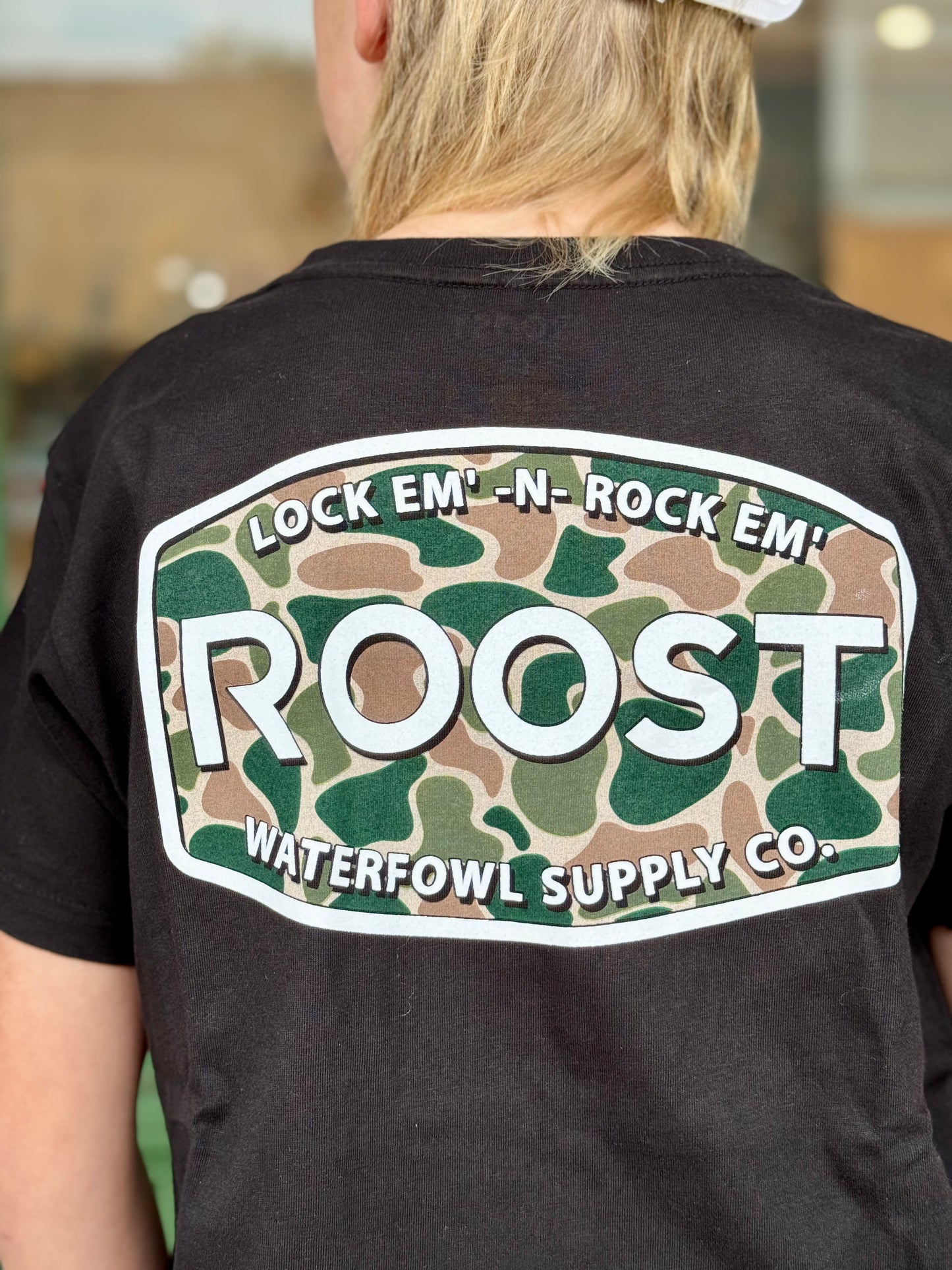 Youth ROOST Camo Logo Tee