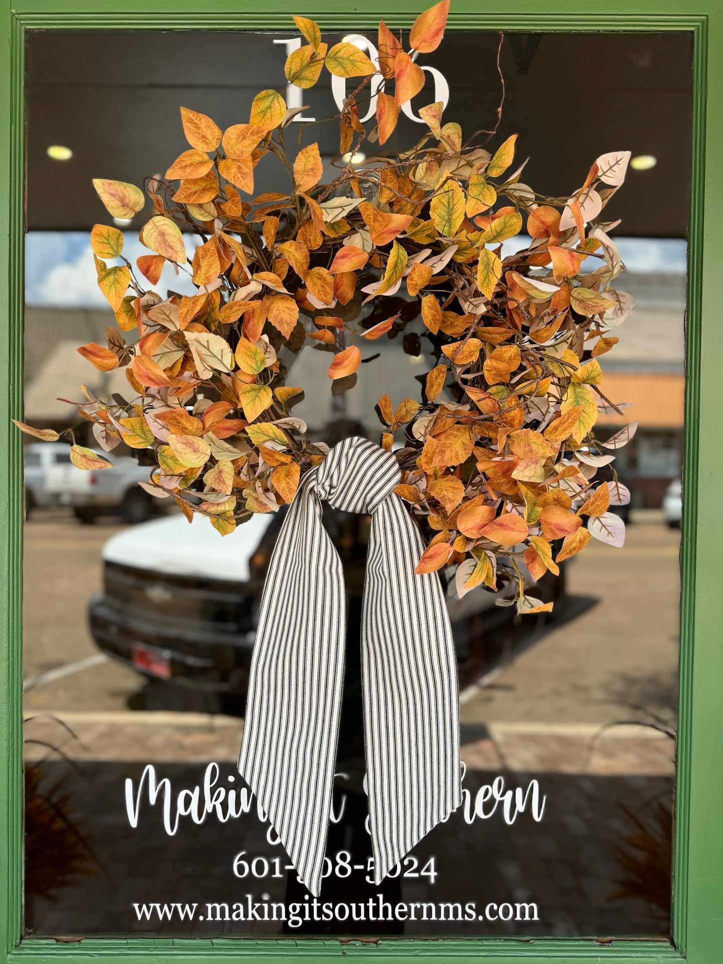 BW Ticking Wreath Sash