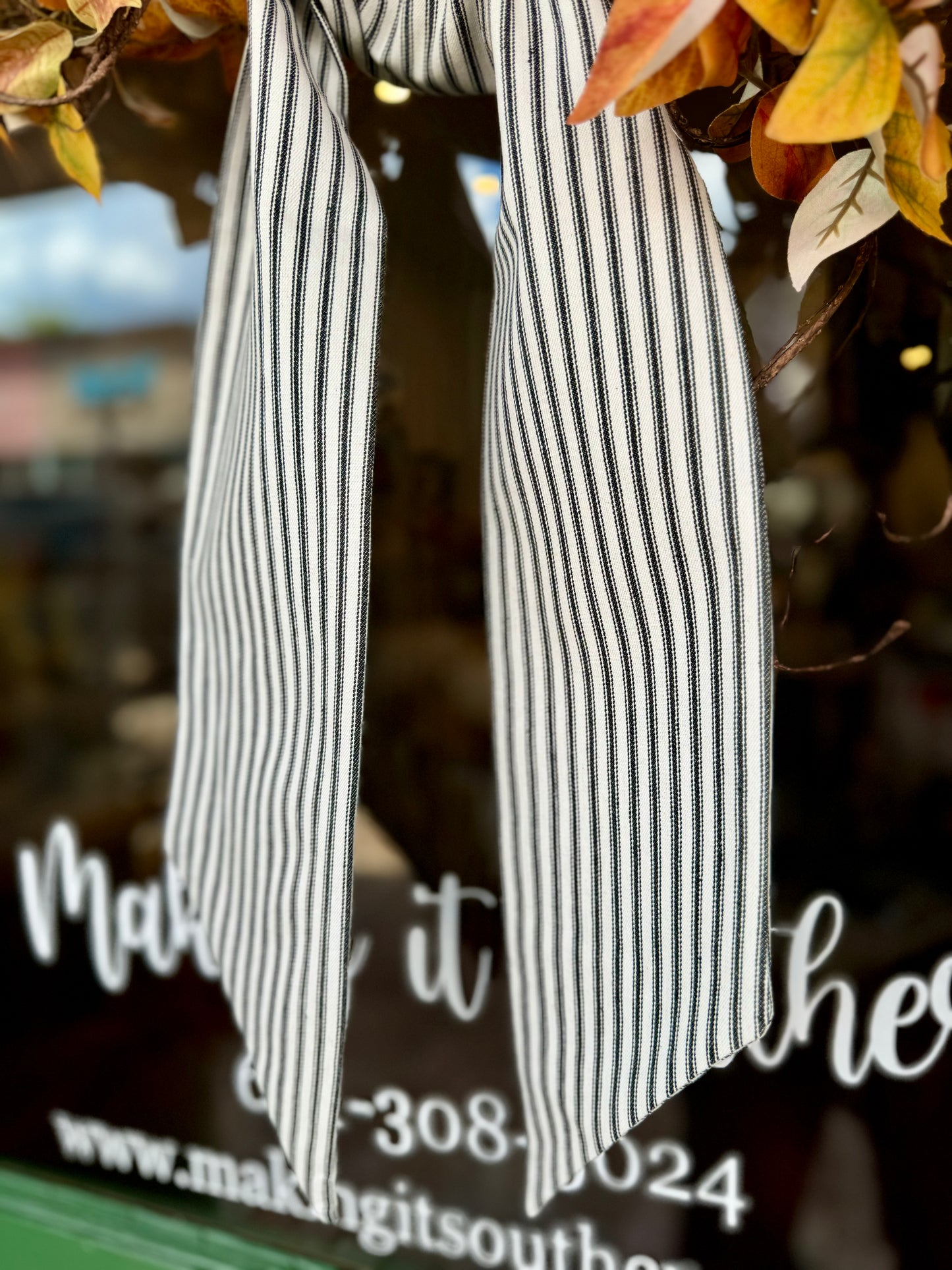 BW Ticking Wreath Sash