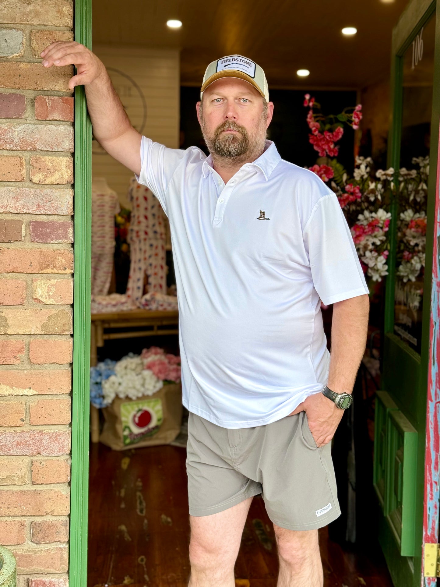 Roost Solid Polo- White