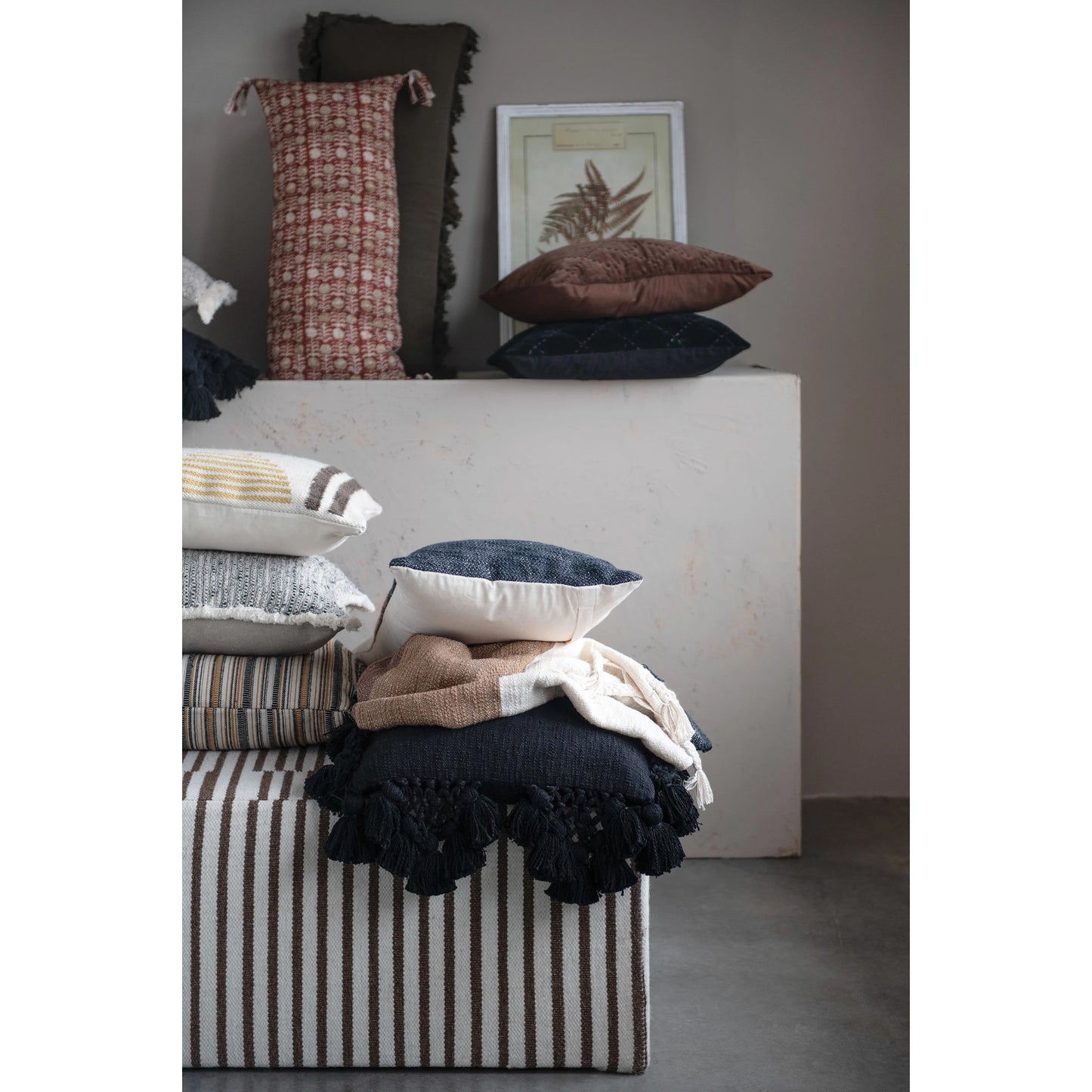 Lumbar Pillow with Crochet & Tassels
