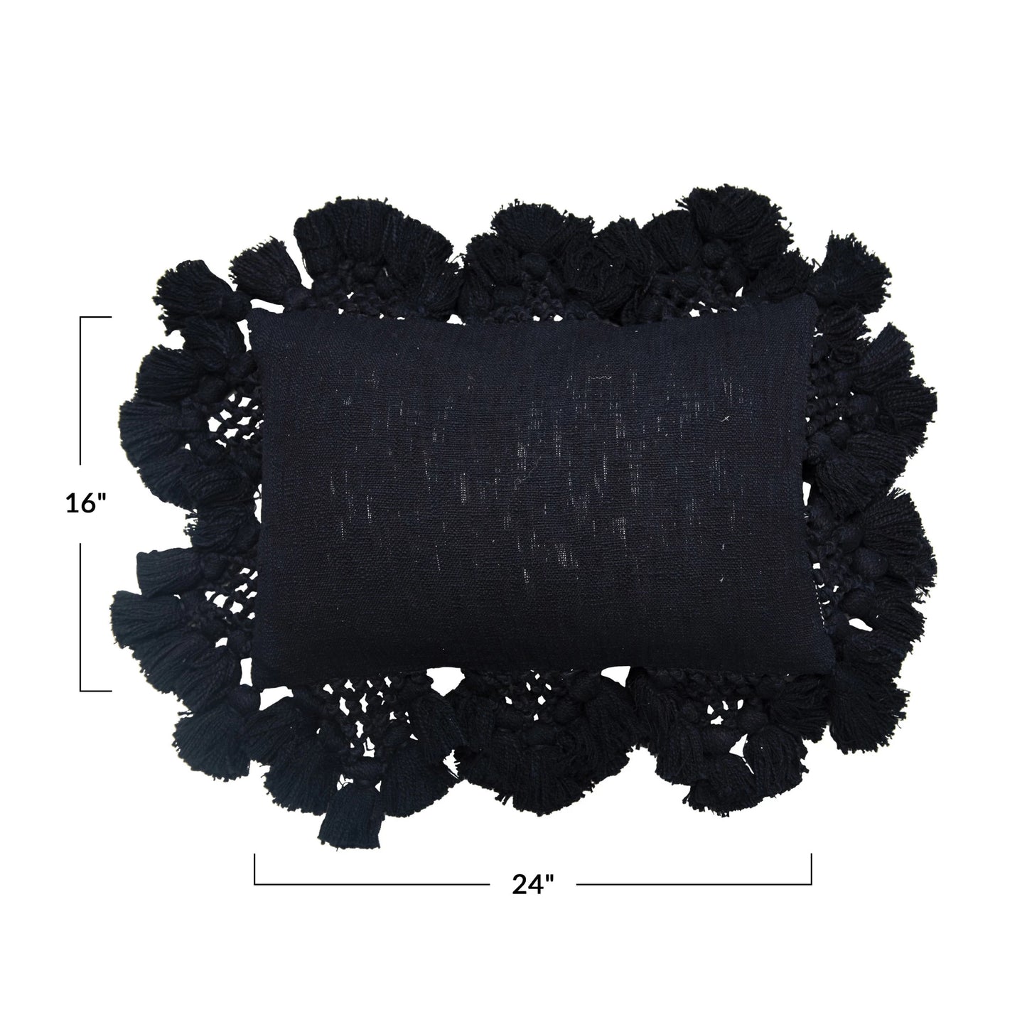 Lumbar Pillow with Crochet & Tassels