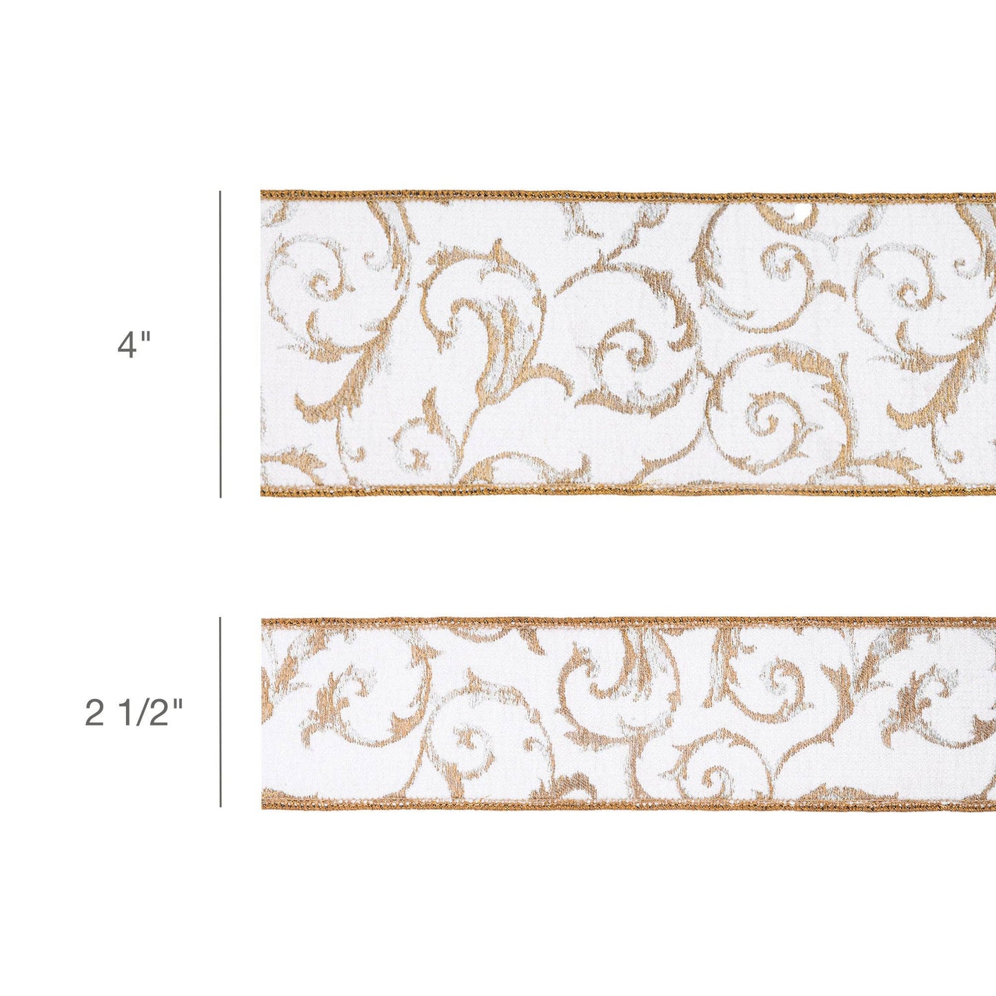 2 1/2" Metallic Scroll Jacquard Ribbon, Dupioni Backing 10yd
