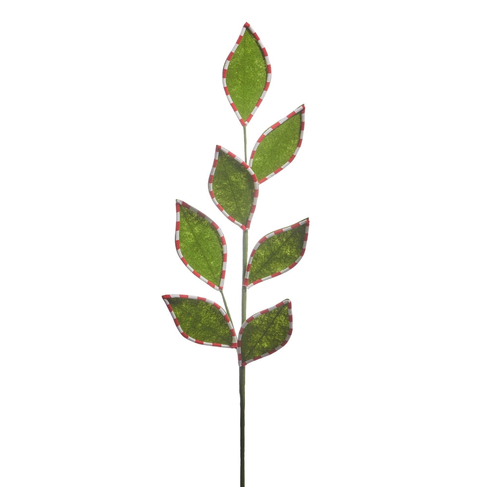 28.75" Green Felt Peppermint Edge Leaf Spray