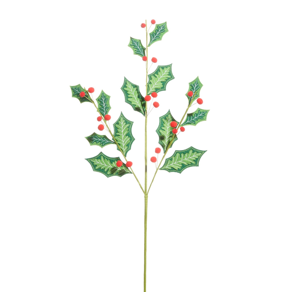 27" Holly Berry Felt Spray