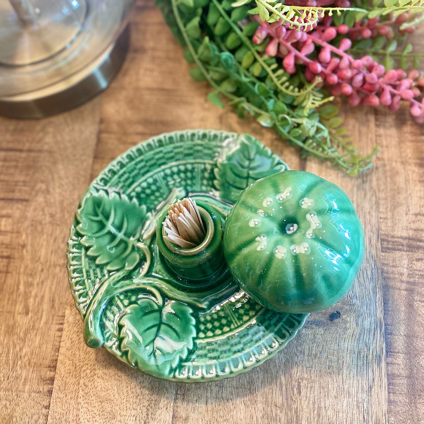 Green Glazed Toothpick Holder