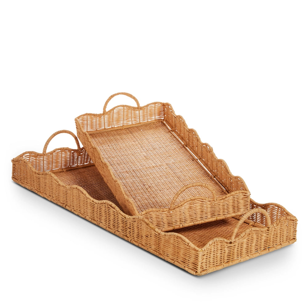 Wicker Scalloped Trays