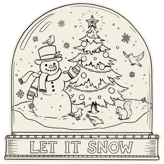 DIE-CUT SNOW GLOBE COLORING PLACEMAT - 12 SHEETS