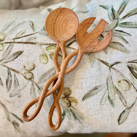 Twisted Handle Salad Server Set