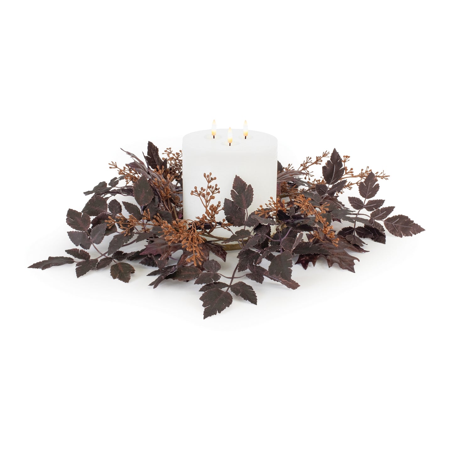 Mini Berry Fall Leaf Candle Ring 18"