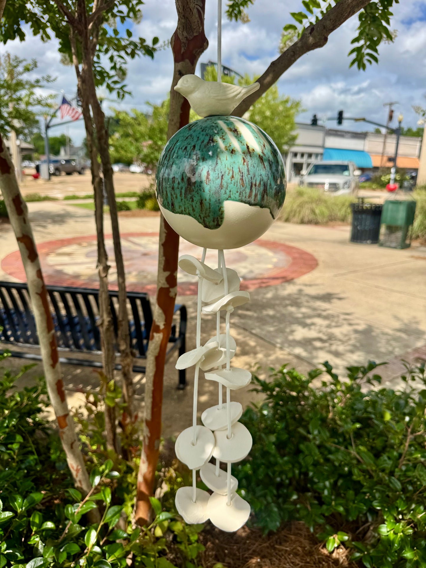 Pottery Wind Chime- 5.5” Sphere/bird (LOCAL PICKUP ONLY)