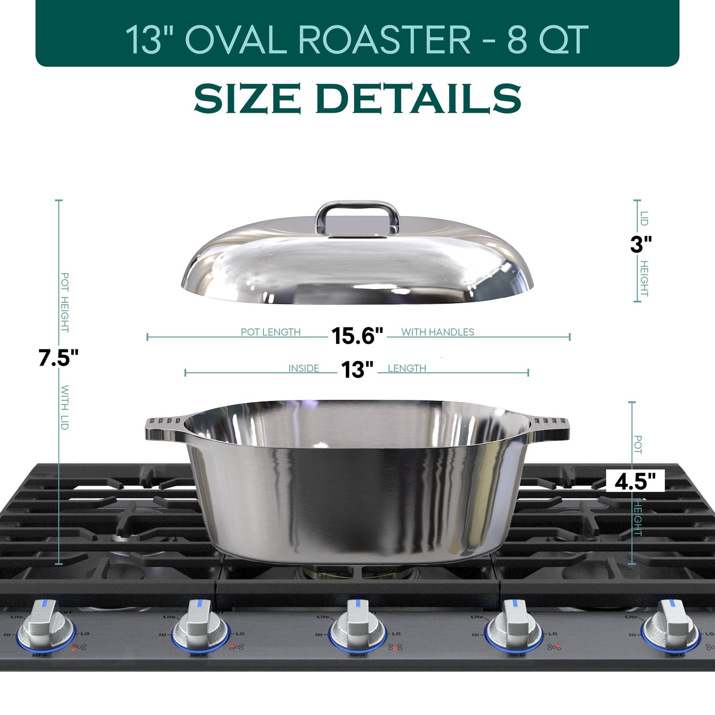 Oval Dutch Oven with Lid: 10 quart