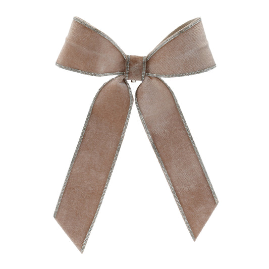 Tan Velvet & Rhinestone Bow