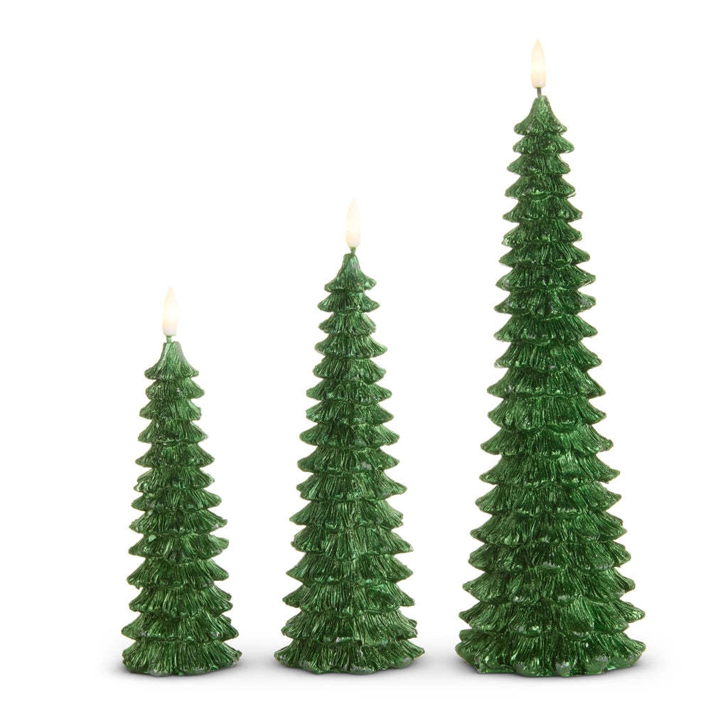 Glittered Green Tree Candles- S/O 3