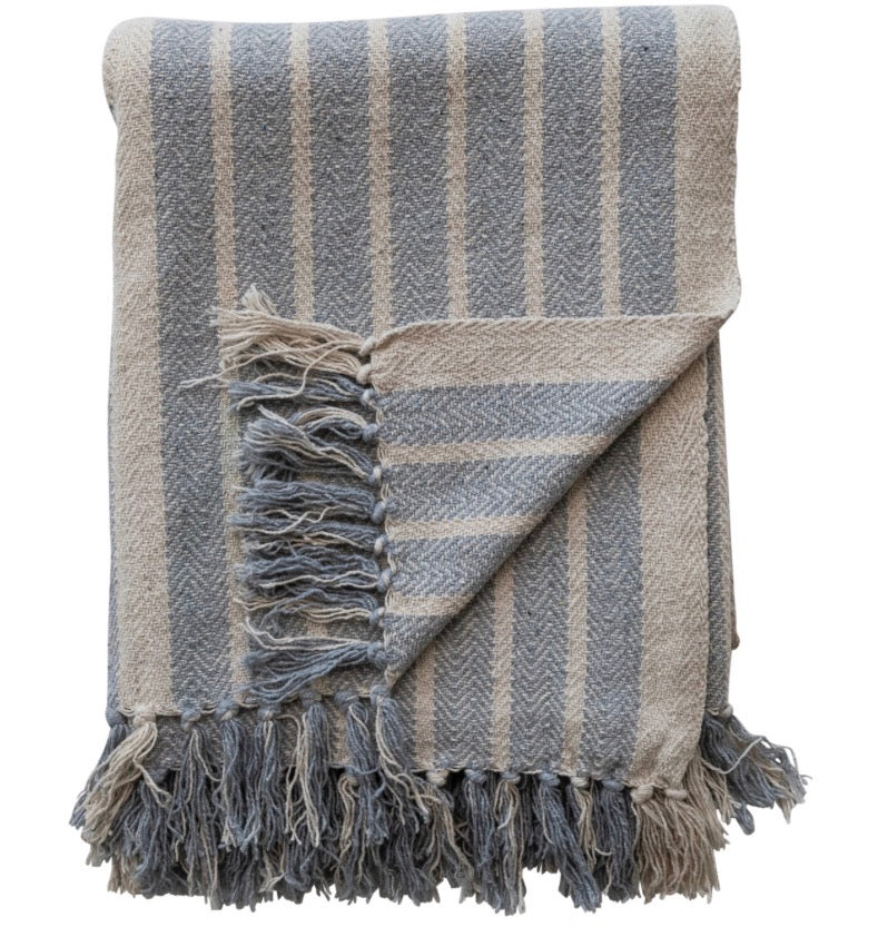 Woven Recycled Cotton Blend Throw