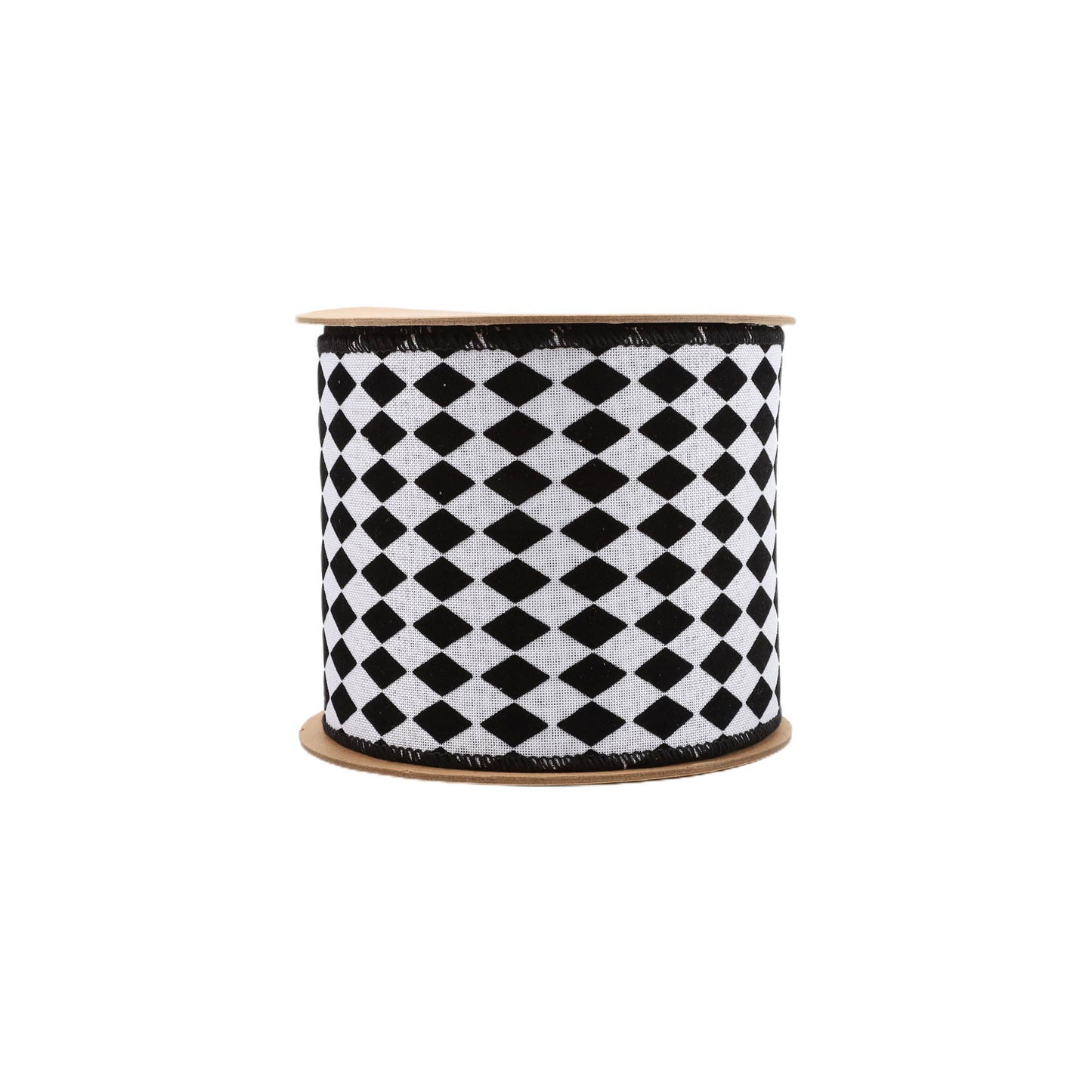 4" Wired Ribbon | Glittered Diamonds w/ Black Backing | 10 Yard Roll