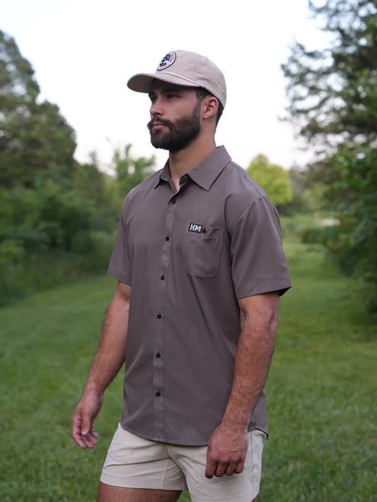 Earth Brown Performance Button Up