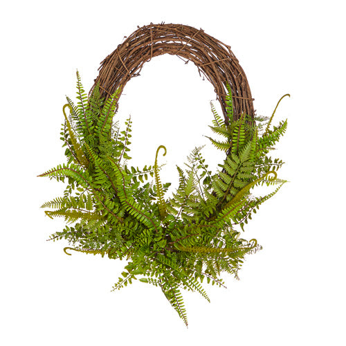 28" OVAL MIXED FERN WREATH