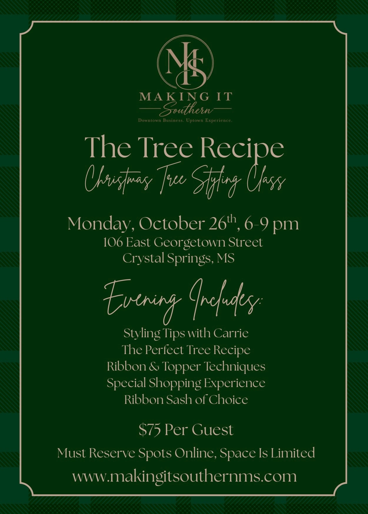 The Tree Recipe * Christmas Tree Styling Class