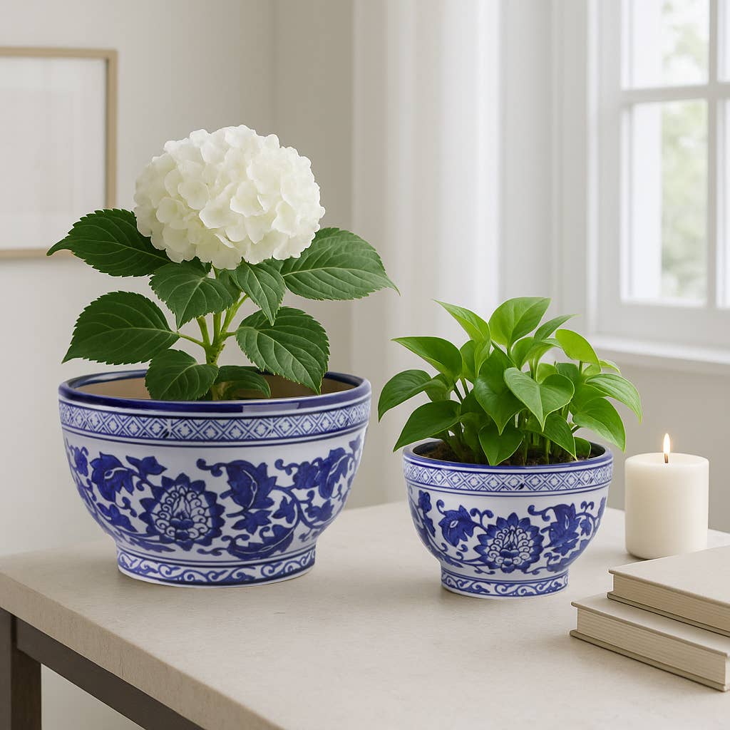 Ceramic Chinoiserie Planters- 2 Sizes