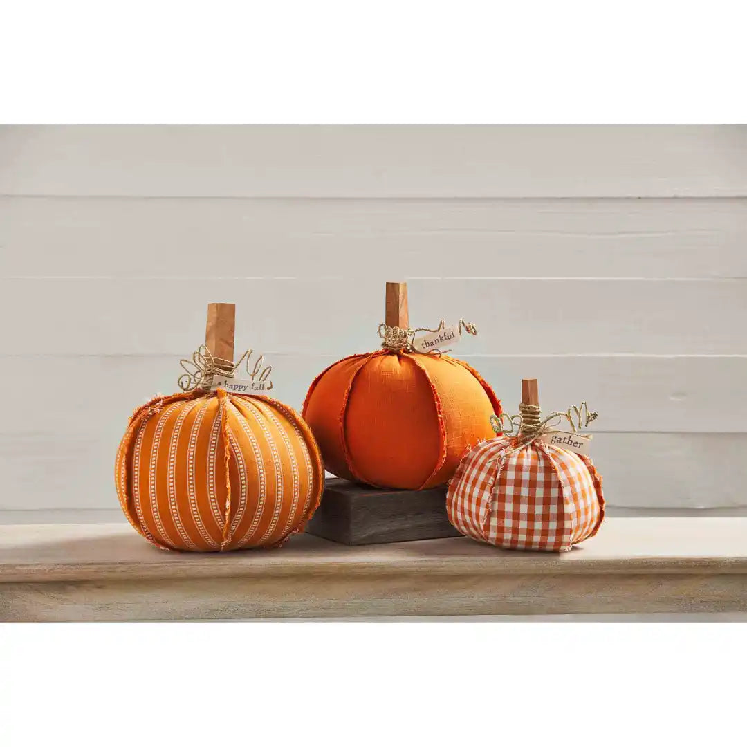 Orange & White Pumpkin Sitter